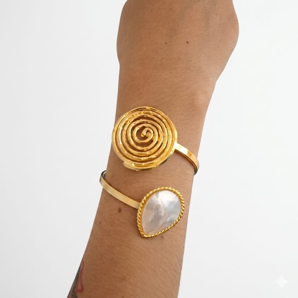 91137576-0ab4-4aa8-afb4-6561a2171064 Aro bronce espiral nacar 85B55011 - Imagen 1